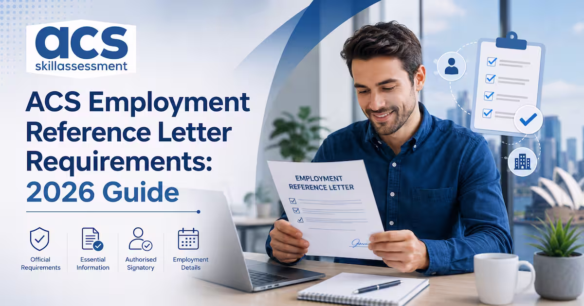 ACS employment reference letter mandatory fields checklist showing dates, hours, duties, and signatory contact requirements
