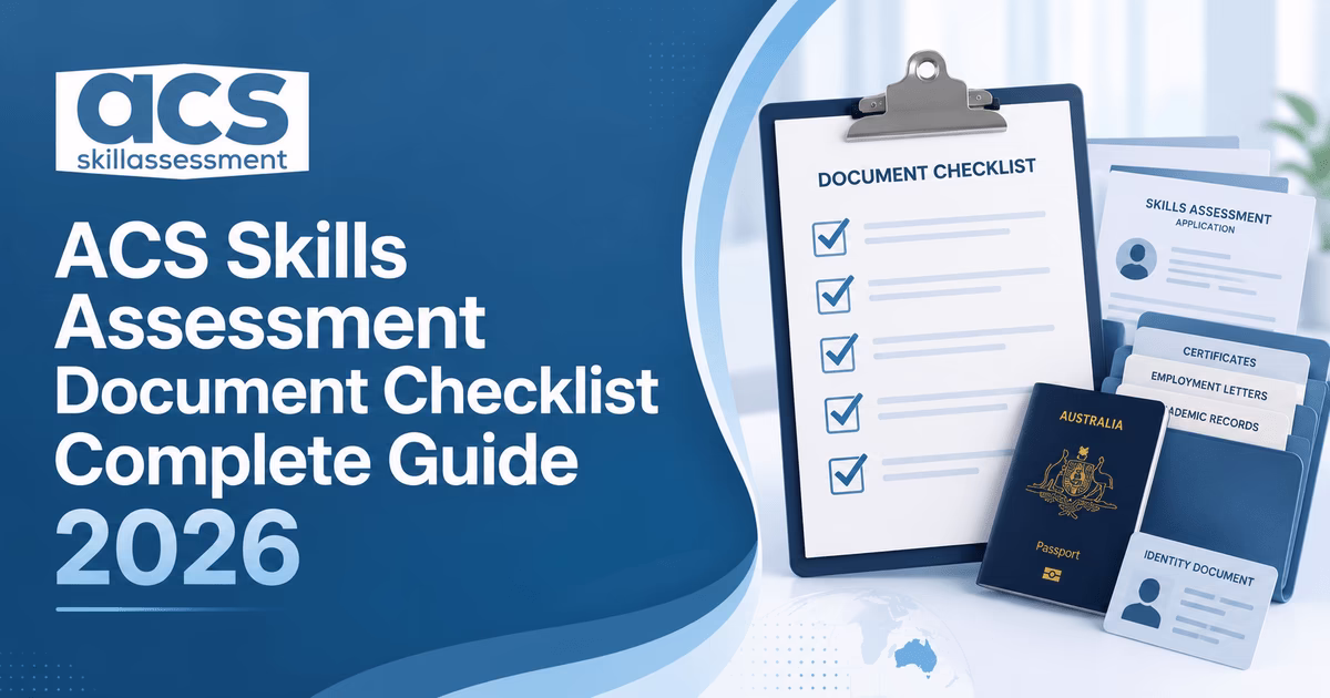 ACS document checklist table showing document types and verification requirements for Australian skills assessment