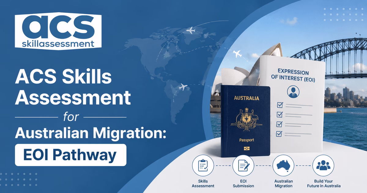 Diagram showing how ACS assessment results determine visa subclass eligibility for Australian skilled migration