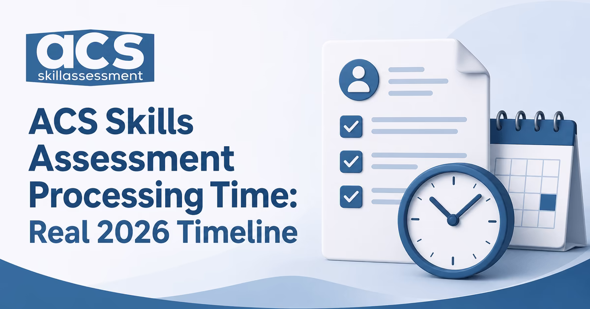 ACS skills assessment processing time stages: completeness check, verification, review, RFI pause, and outcome notification